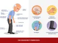 Die Diagnose von Parkinson erfolgt anhand von Symptomen wie Tremor, Steifigkeit und langsamen Bewegungen. Das Bild zeigt diese Anzeichen.
