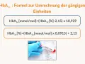 Formeln zur Umrechnung von HbA1c-Werten, wichtig für die Überwachung von Diabetes normwerte. Ein Laborröhrchen mit "HbA1c - Test" ist zu sehen.